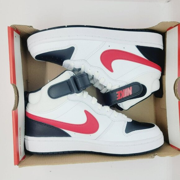 Nike Court Borough Mid 2 Sz 7Y Big Kid Shoes White Red School Sneaker CD7782-110 - Picture 12 of 14